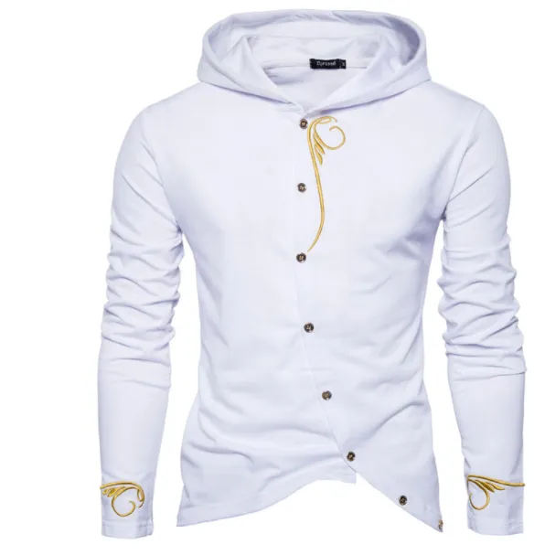 Men's Embroidered Lux Button-Up Hoodie