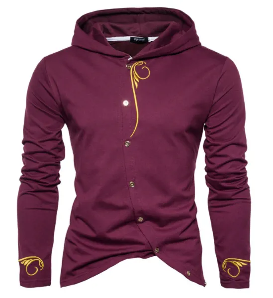 Men's Embroidered Lux Button-Up Hoodie