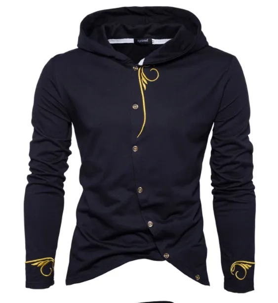 Men's Embroidered Lux Button-Up Hoodie