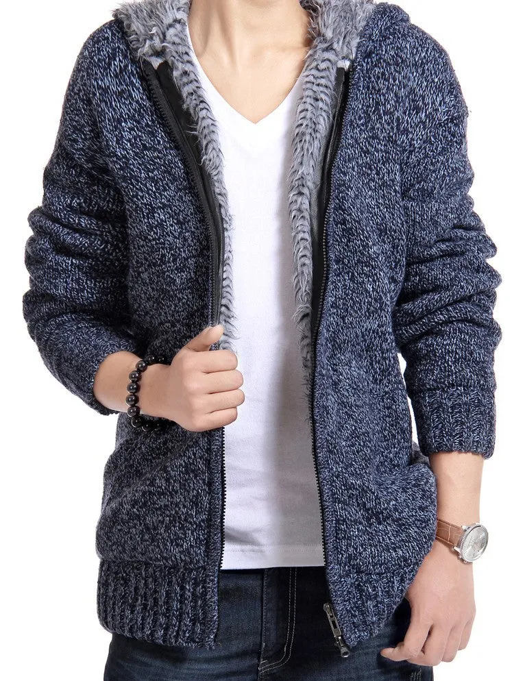 Mens Fur Lining zipper Hoodie