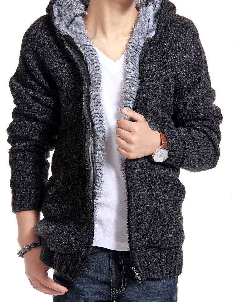 Mens Fur Lining zipper Hoodie