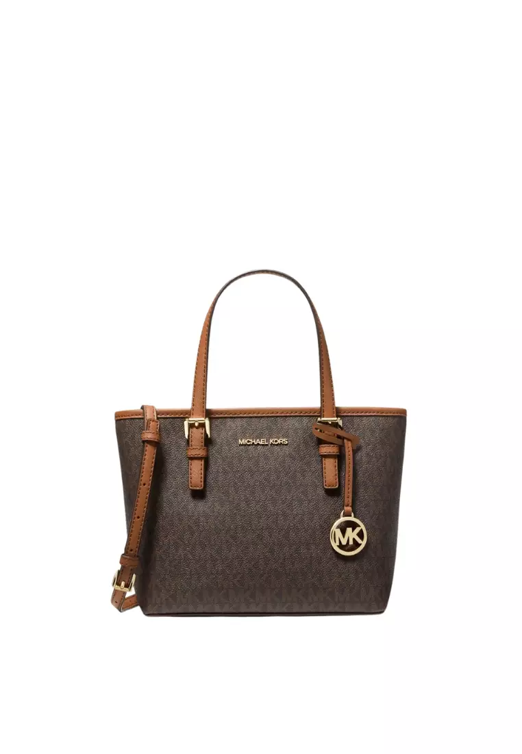 MICHAEL KORS Michael Kors Jet Set Travel Tote Bag Extra Small Top Zip Signature In Brown 35T9GTVT0B