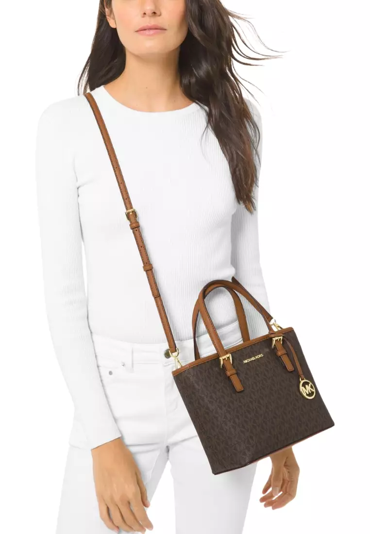 MICHAEL KORS Michael Kors Jet Set Travel Tote Bag Extra Small Top Zip Signature In Brown 35T9GTVT0B