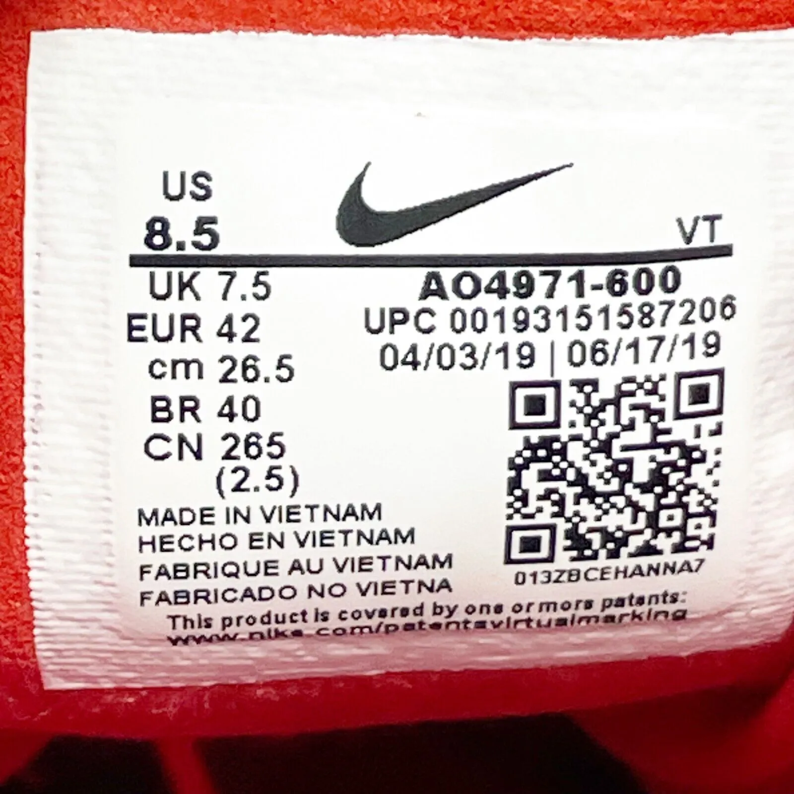 Nike Mens Air Max 270 React AO4971-600 Red Running Shoes Sneakers Size 8.5