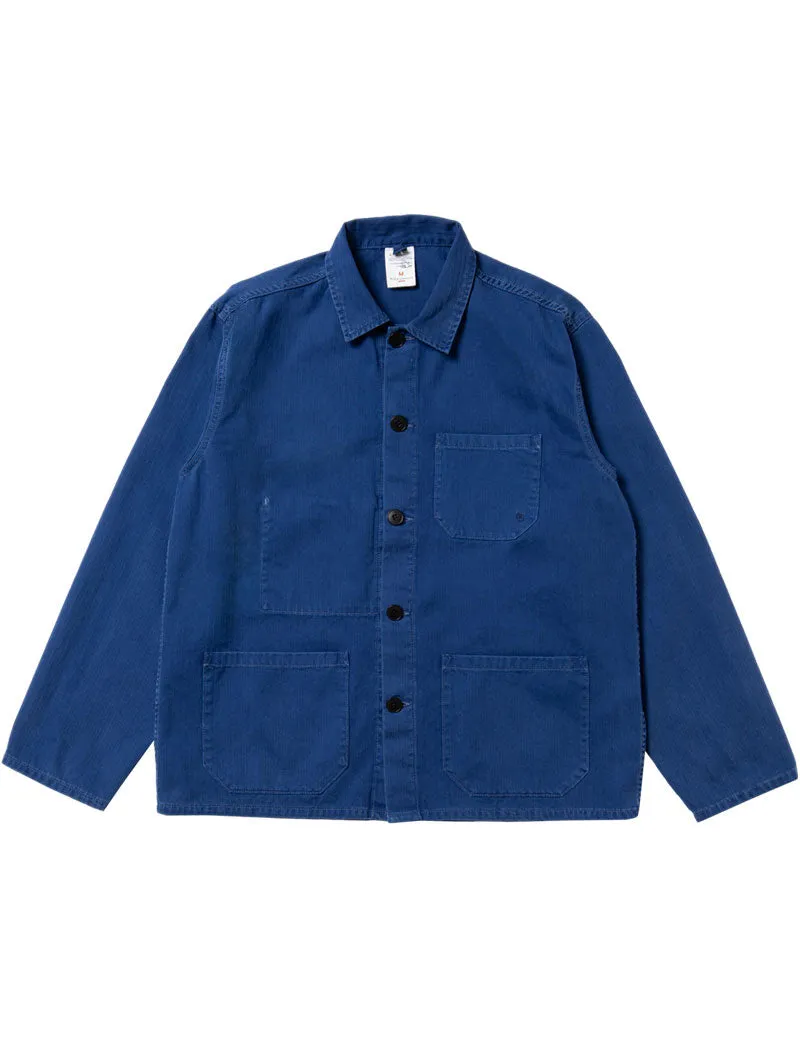 Nudie Jeans Co Buddy Herringbone Chore Jacket Blue