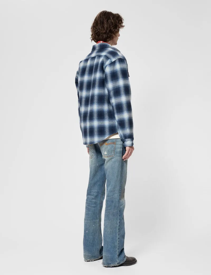 Nudie Jeans Co Glenn Padded Shadow Check Shirt Blue