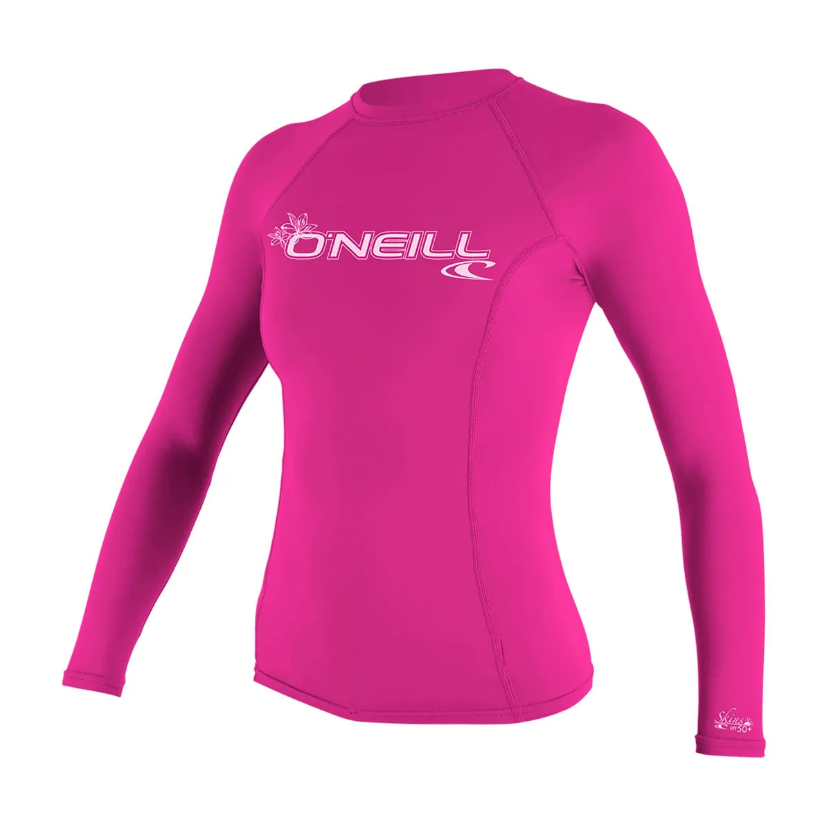 O'Neill Women's Basic Skins 50+ Long Sleeved Rash Vest - Fox Pink