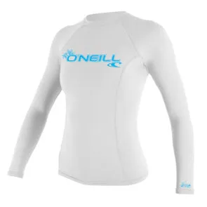 O'Neill Women's Basic Skins 50+ Long Sleeved Rash Vest - White