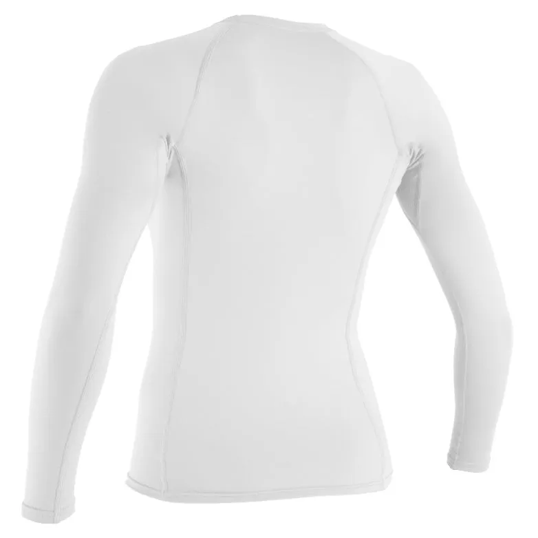 O'Neill Women's Basic Skins 50+ Long Sleeved Rash Vest - White