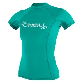 O'Neill Women's Basic Skins Short Sleeve Rash Vest - Light Aqua