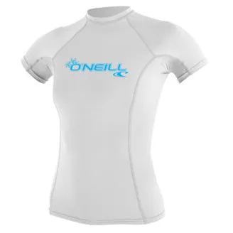 O'Neill Women's Basic Skins Short Sleeve Rash Vest - White