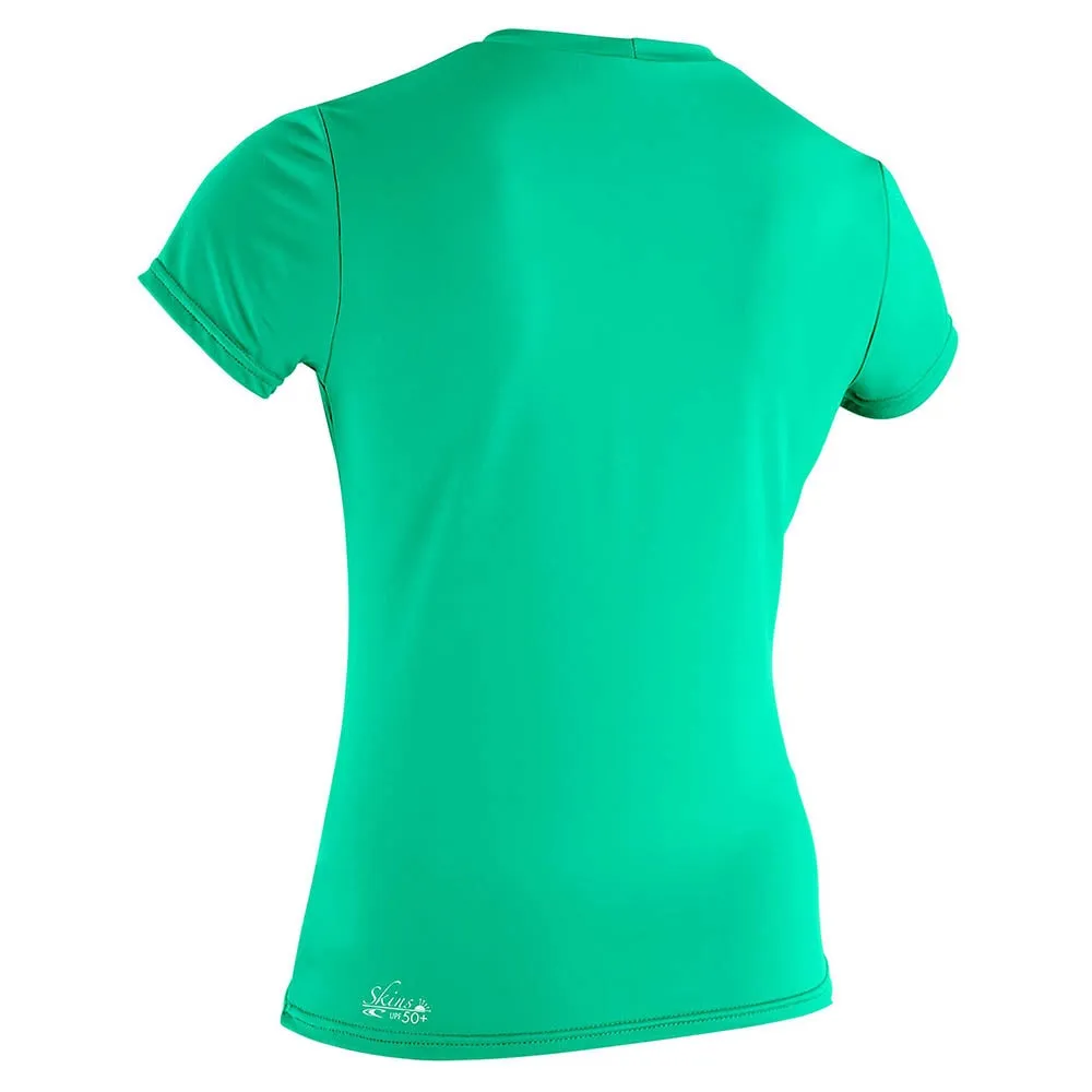 O'Neill Women's Basic Skins S/S Crew Rash Vest - Sea Glass