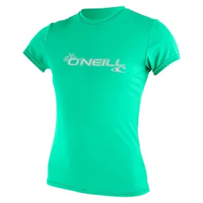 O'Neill Women's Basic Skins S/S Crew Rash Vest - Sea Glass