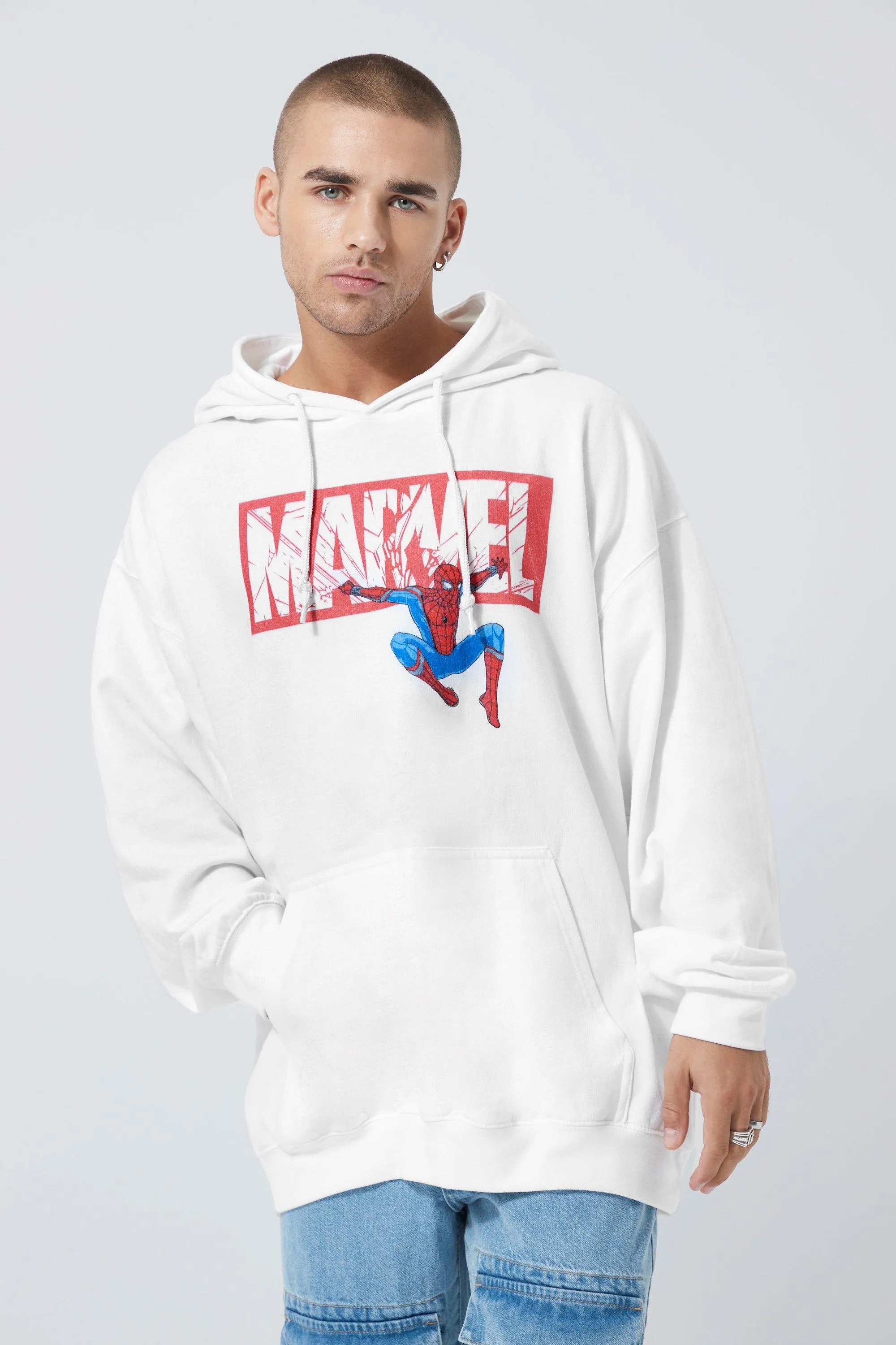 Oversized Marvel Spiderman License Hoodie | boohooMAN UK