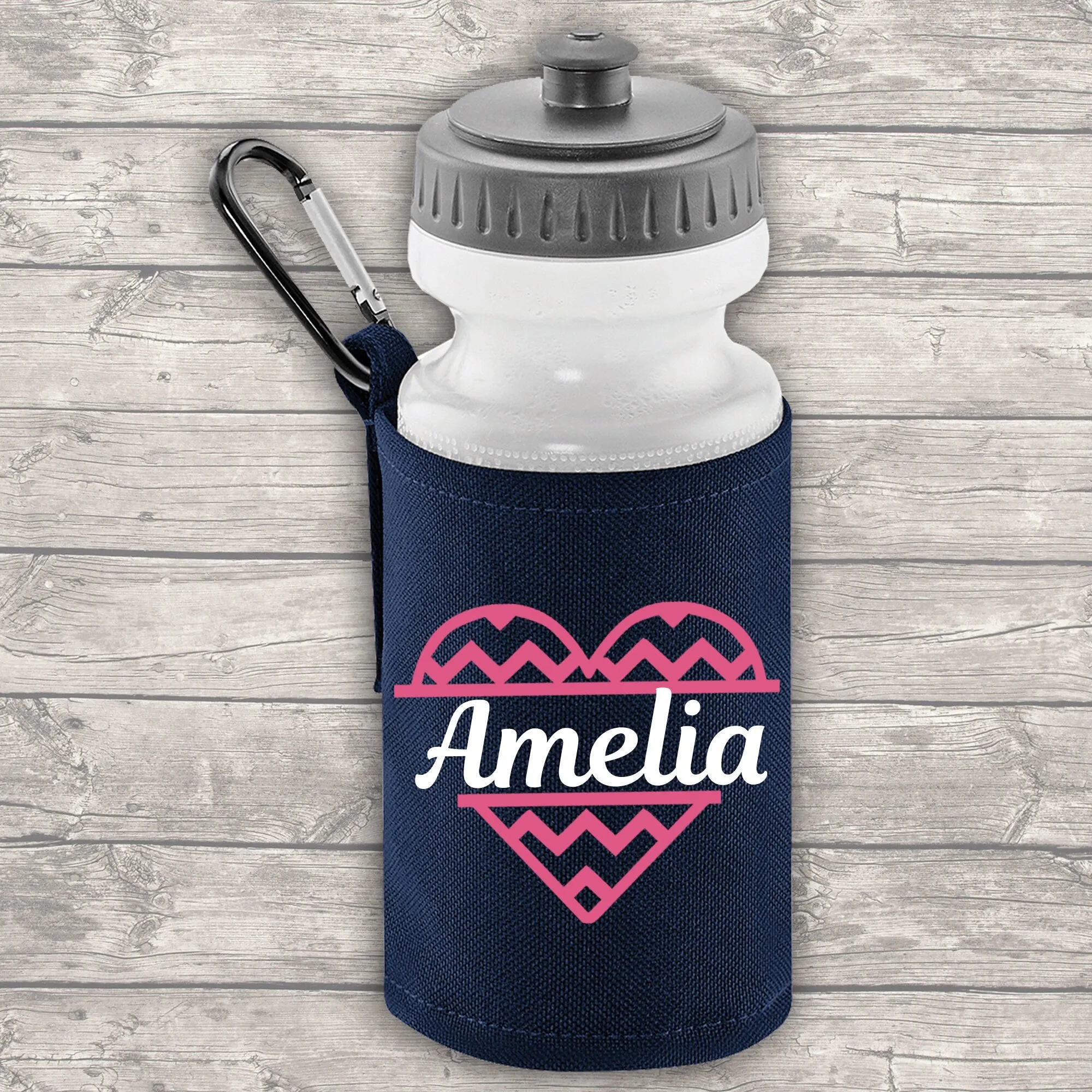 Personalised 12 Litre Backpack - Water Bottle - Lunch Bag - Pencil Case - Back To School - Heart with Name - Navy