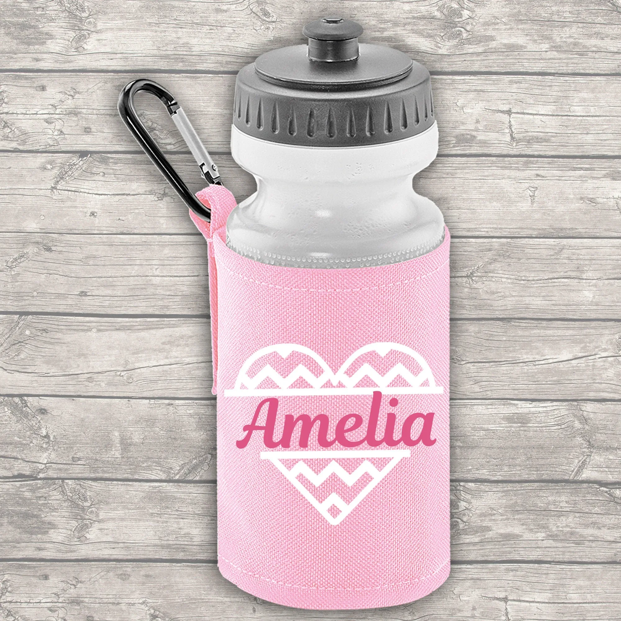 Personalised 12 Litre Backpack - Water Bottle - Lunch Bag - Pencil Case - Back To School - Heart with Name - Pink