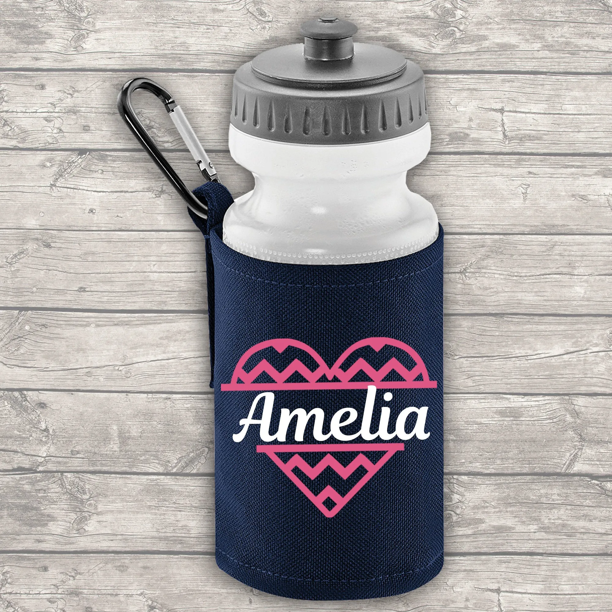 Personalised 9 Litre Backpack - Water Bottle - Lunch Bag - Pencil Case - Back To School - Heart with Name - Navy