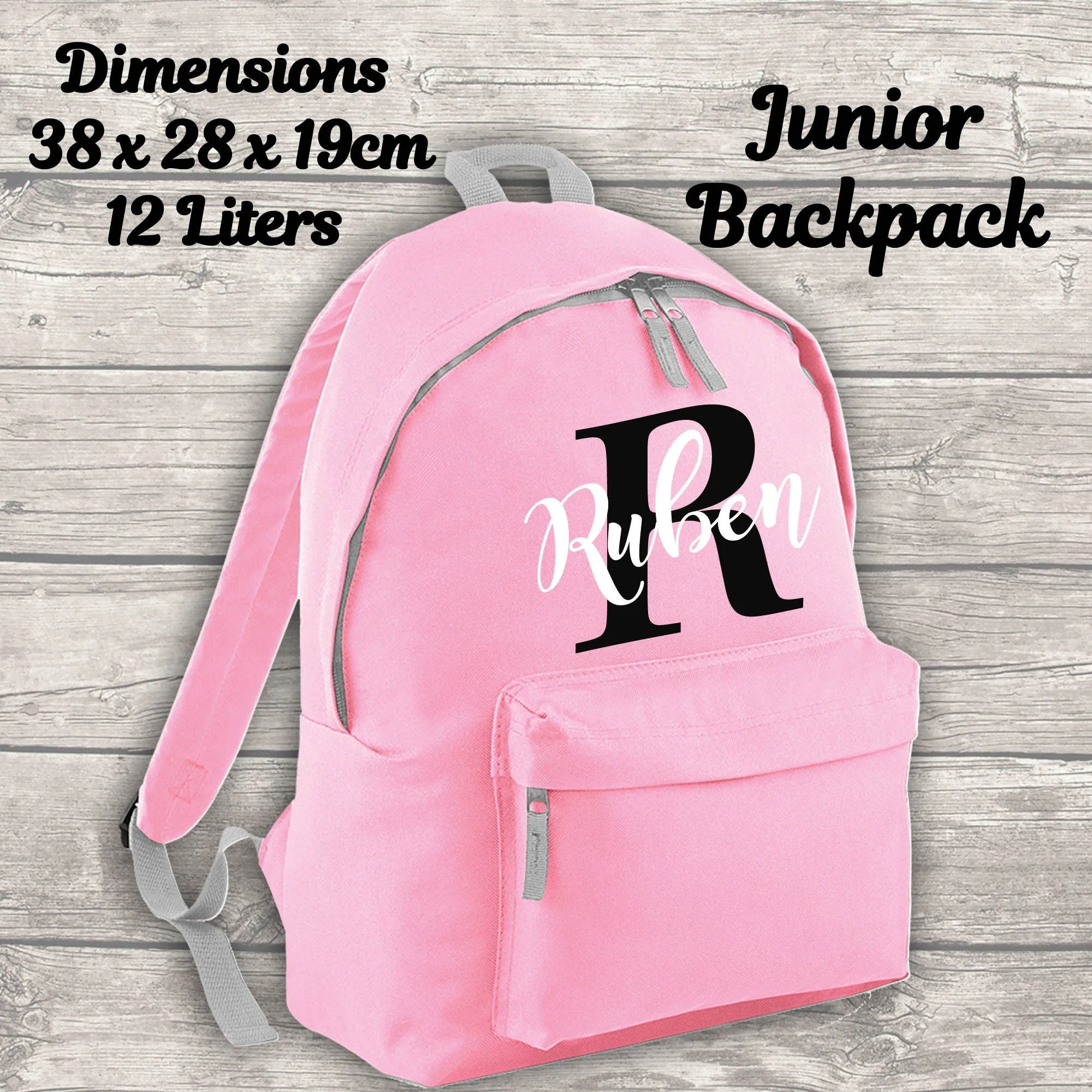 Personalised Backpack Kids 12 Litre Boys Girls Initial Name Lunch Bag Water Bottle and Pencil Case PE Bag School Bag Back To Sch