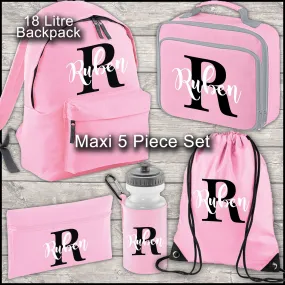 Personalised Backpack Kids 18 12 or 9 Litre Boys Girls Initial Name Lunch Bag Water Bottle Pencil Case School PE Bag Back To Sch