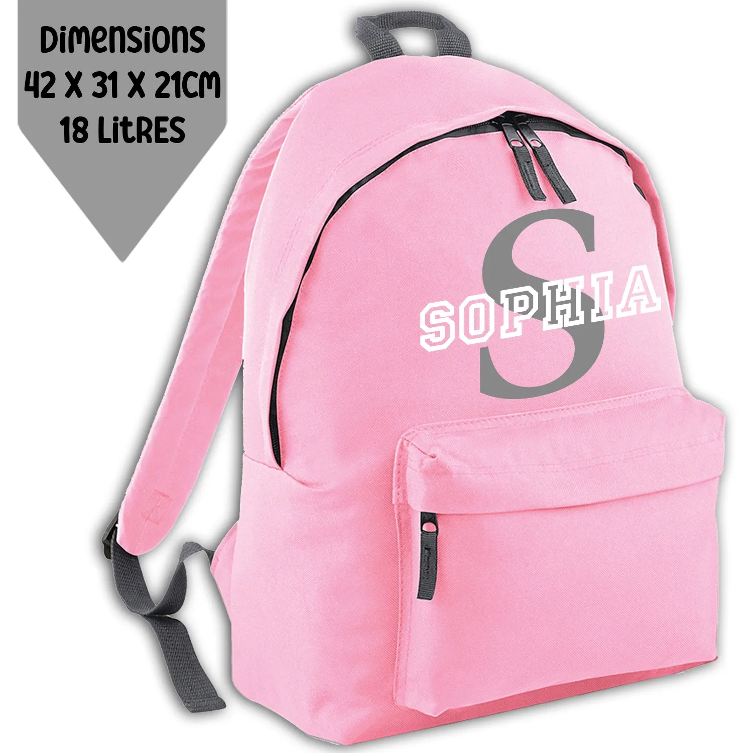 Personalised Backpack Kids 18 12 or 9 Litre Initial and Name Lunch Bag Water Bottle Pencil Case School PE Bag Back To School Pin