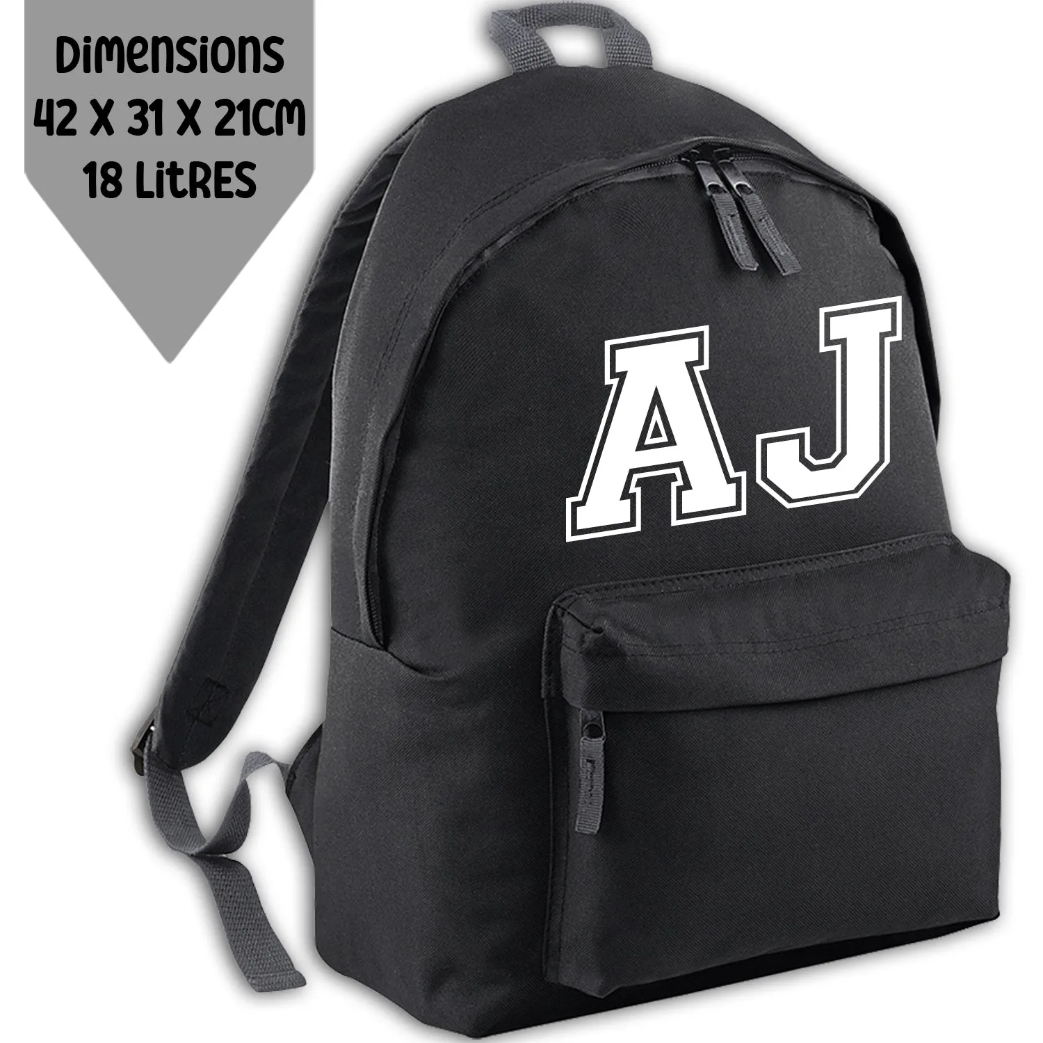 Personalised Backpack Kids School Bag Set Black With Initials Lunch Bag Water Bottle Gym Bag Pencil Case Back To School