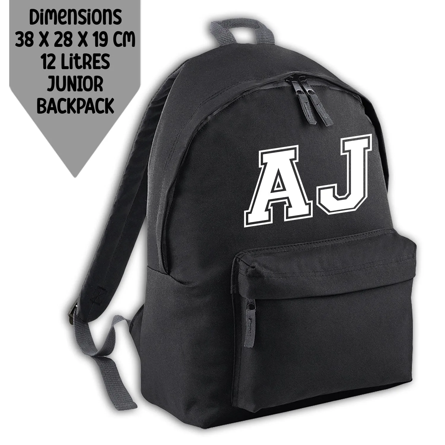 Personalised Backpack Kids School Bag Set Black With Initials Lunch Bag Water Bottle Gym Bag Pencil Case Back To School