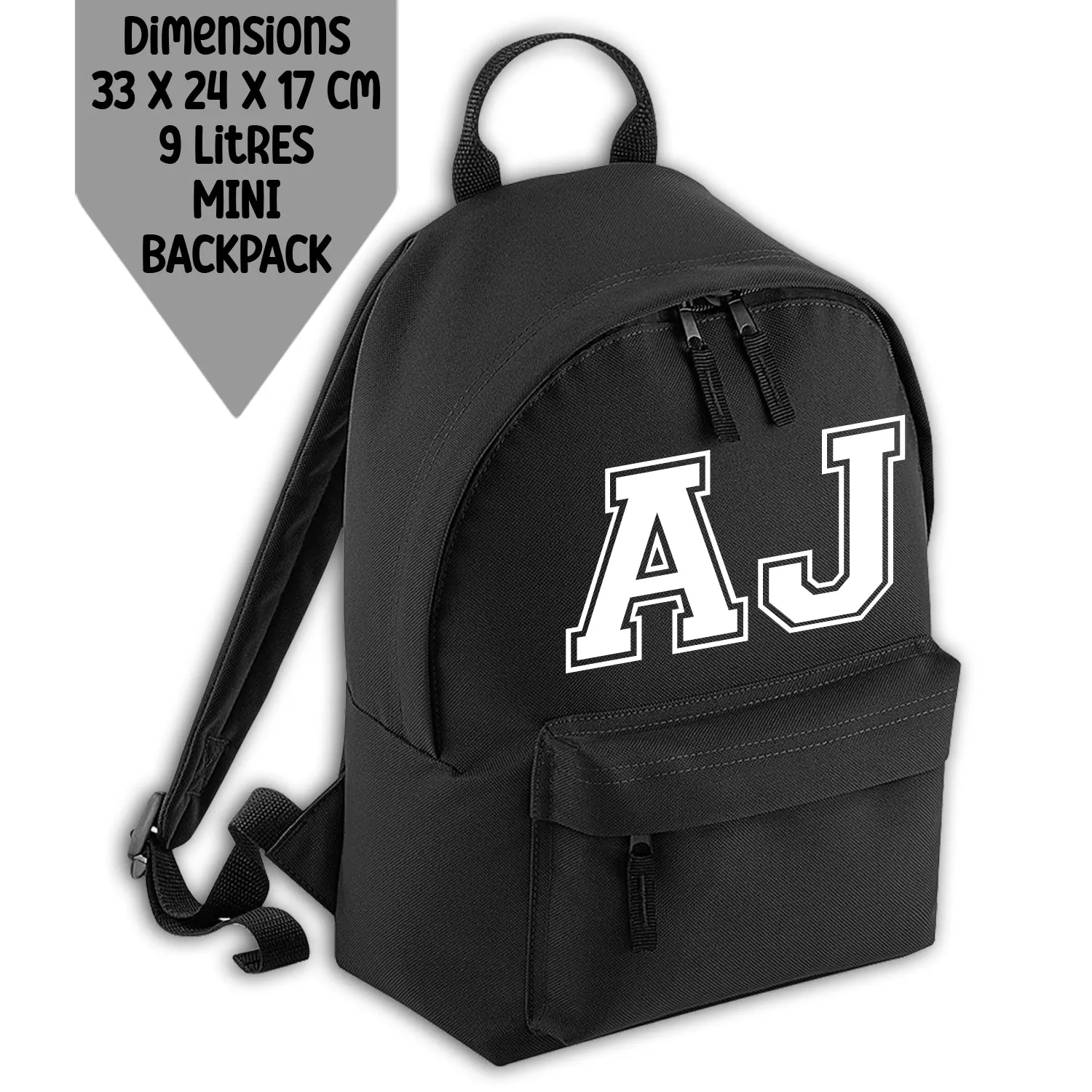 Personalised Backpack Kids School Bag Set Black With Initials Lunch Bag Water Bottle Gym Bag Pencil Case Back To School