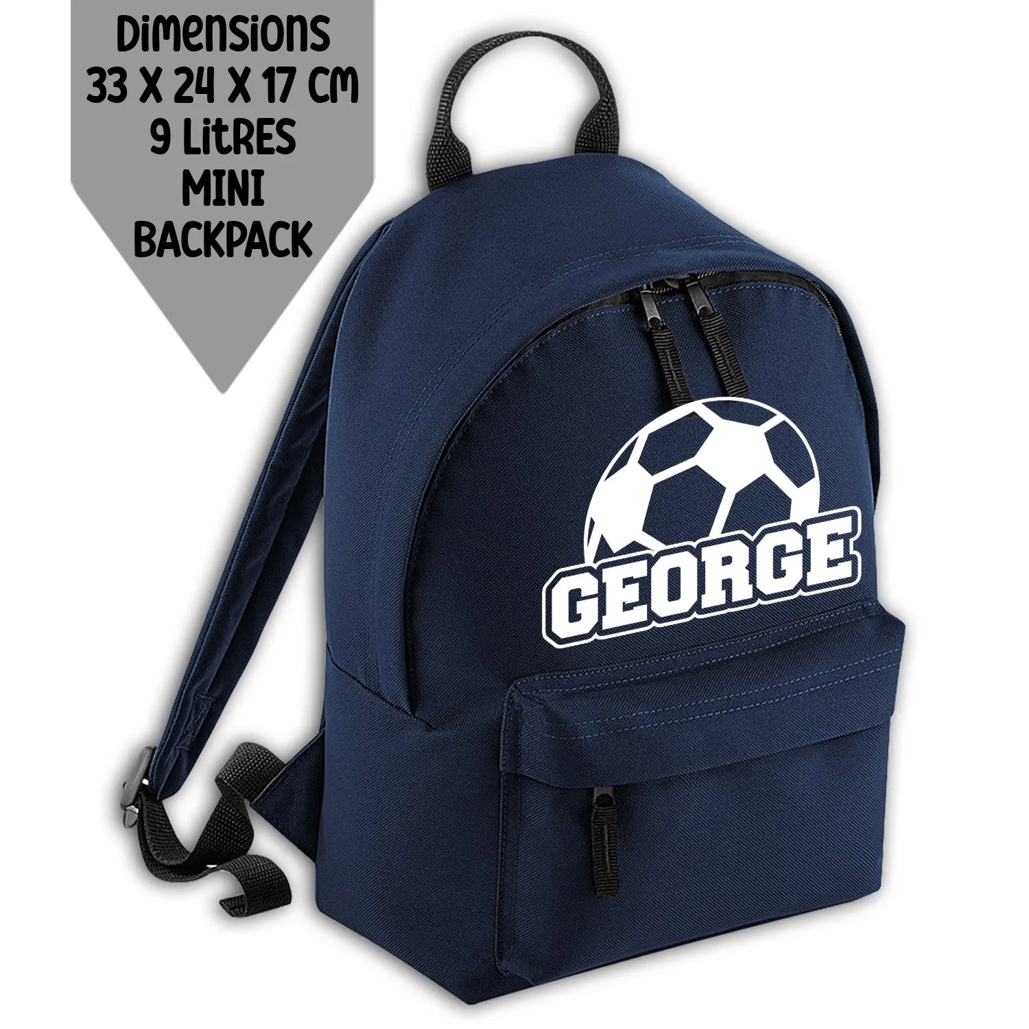 Personalised Backpack Kids School Bag Set Football Name Navy Lunch Bag Water Bottle Gym Bag Pencil Case Back To School