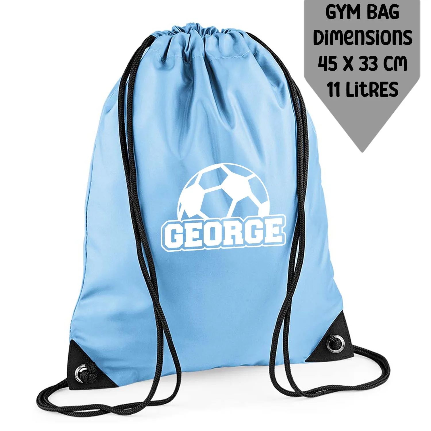 Personalised Backpack Kids School Bag Set Football Name Sky Blue Lunch Bag Water Bottle Gym Bag Pencil Case Back To School