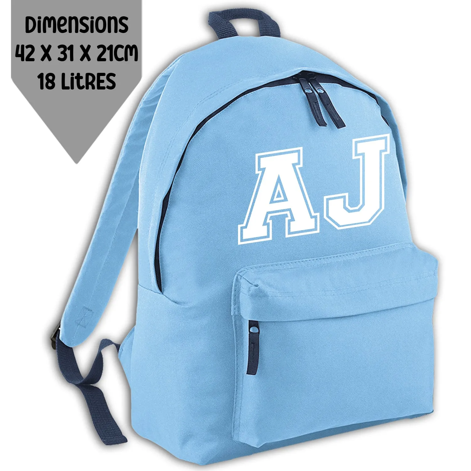 Personalised Backpack Kids School Bag Set Sky Blue With Initials Lunch Bag Water Bottle Gym Bag Pencil Case Back To School