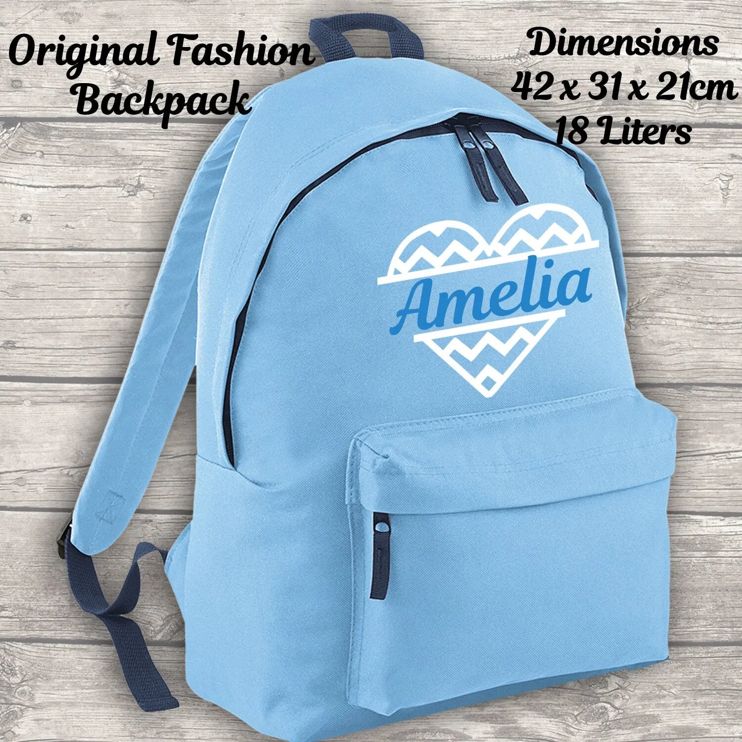 Personalised Heart Backpack Kids 18 or 9 Litre Boys Girls Name Lunch Bag Water Bottle Pencil Case School PE Bag Back To School S