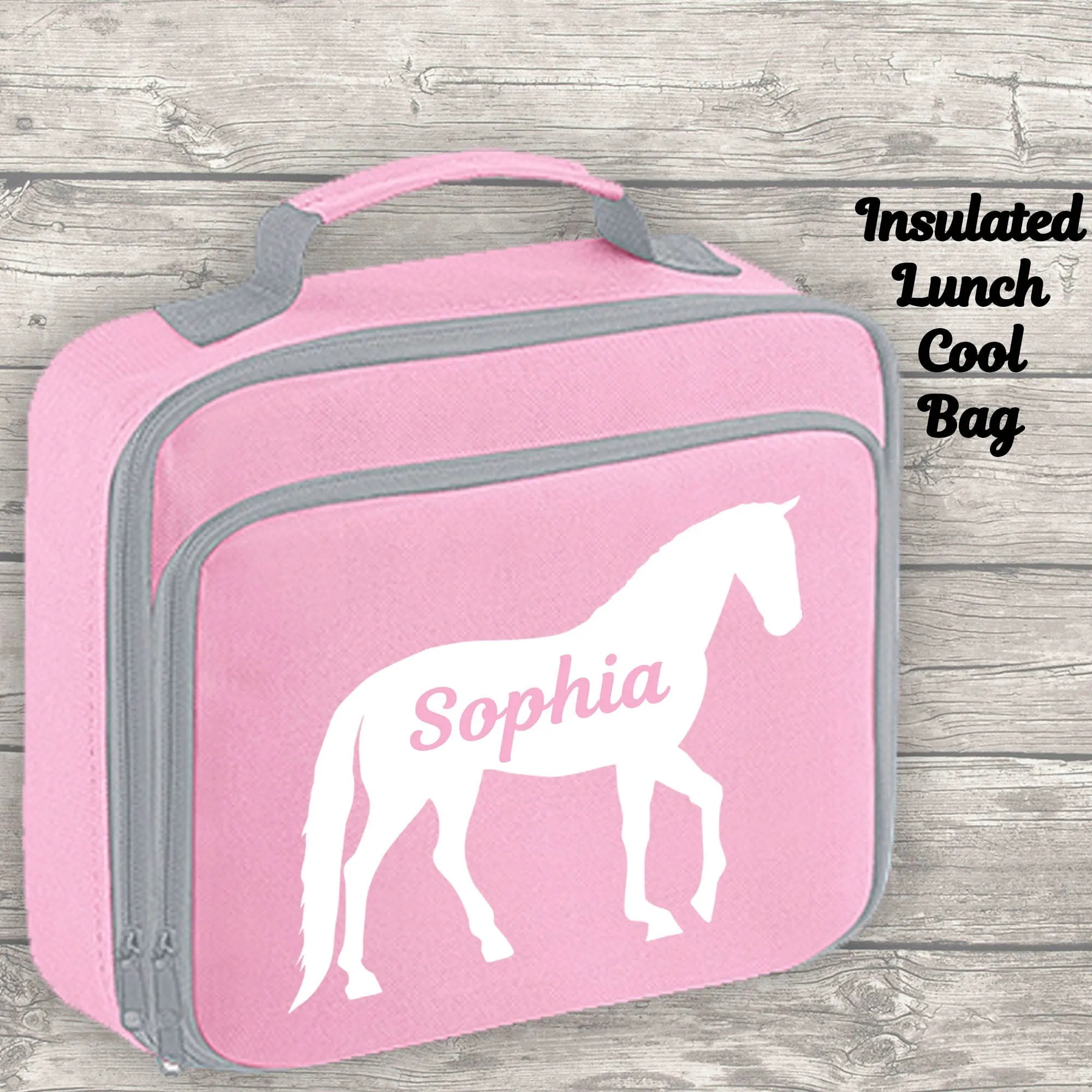 Personalised Horse 12 litre Backpack Water Bottle and Lunch Bag and FREE Pencil Case Back To School Backpack Kids Junior Size