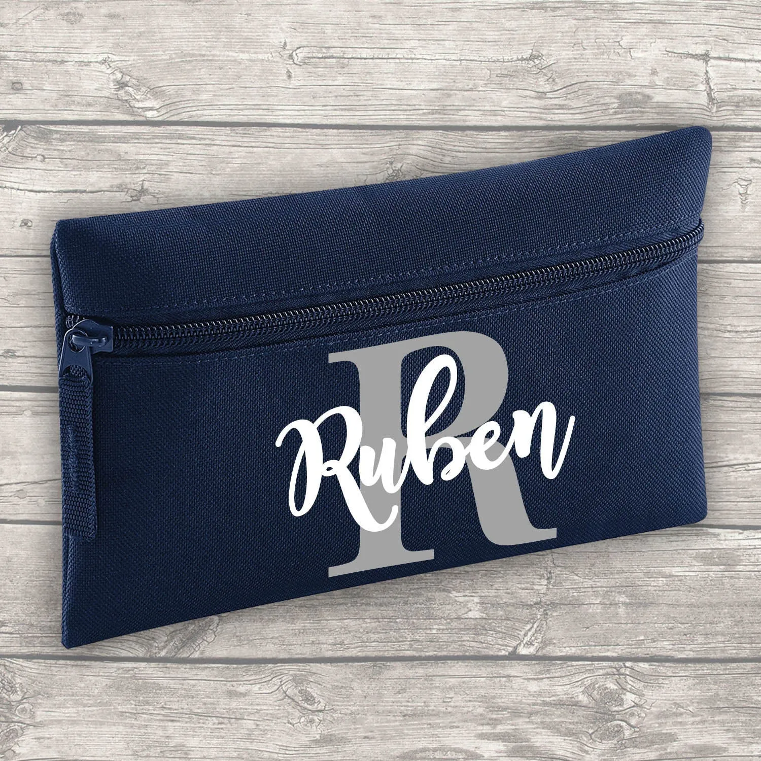 Personalised Initial and Name 12L Backpack Kids Lunch Bag Water Bottle and FREE Pencil Case ADD Your NAME Back To School Navy