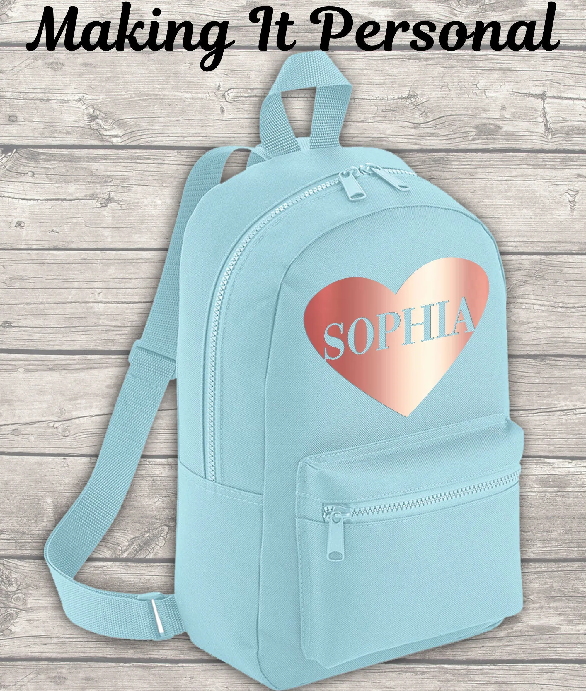 Personalised Mini Rose Gold Heart Backpack ADD Your NAME Back To School Backpack Kids Backpack Child Backpack Toddler