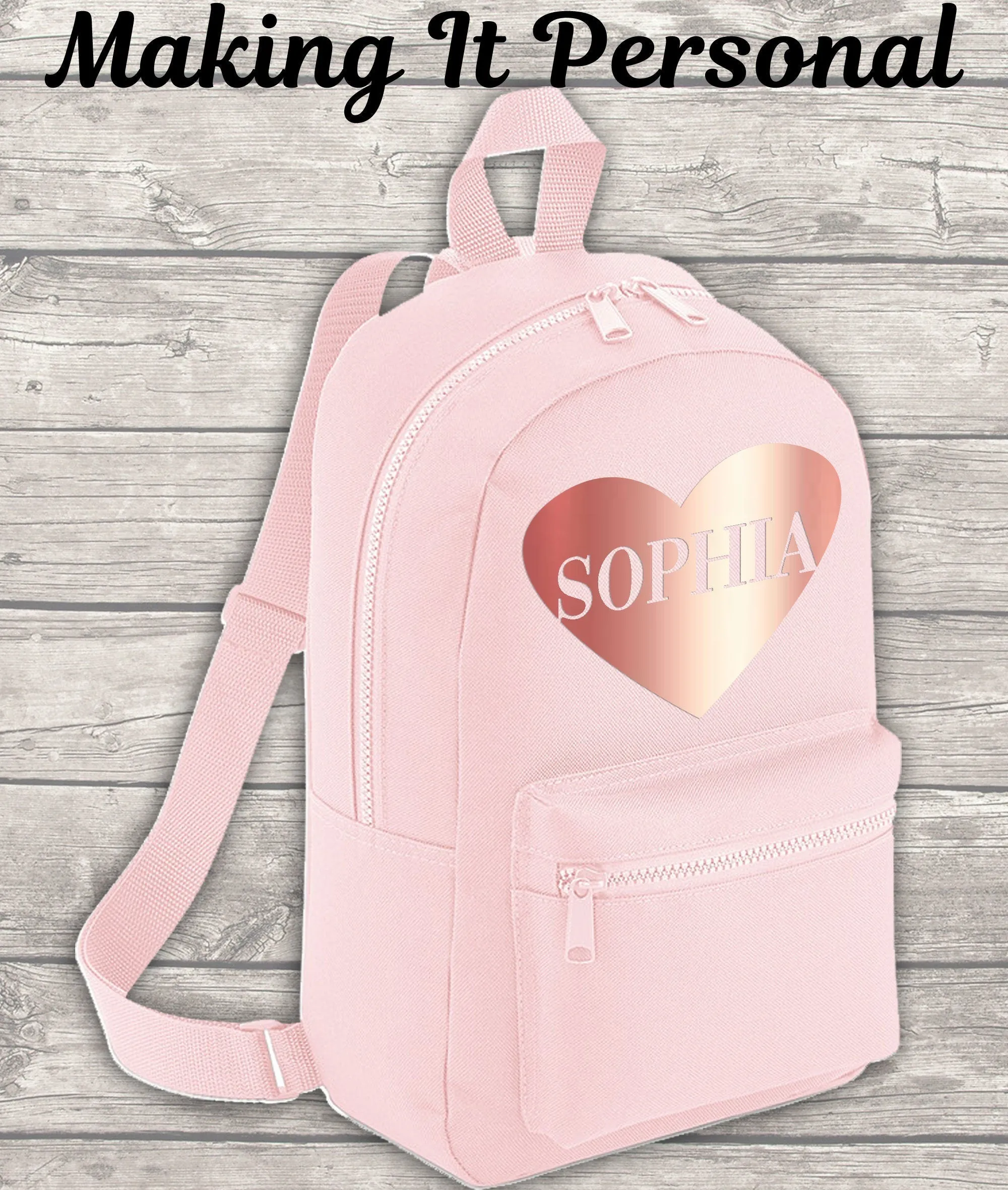 Personalised Mini Rose Gold Heart Backpack ADD Your NAME Back To School Backpack Kids Backpack Child Backpack Toddler