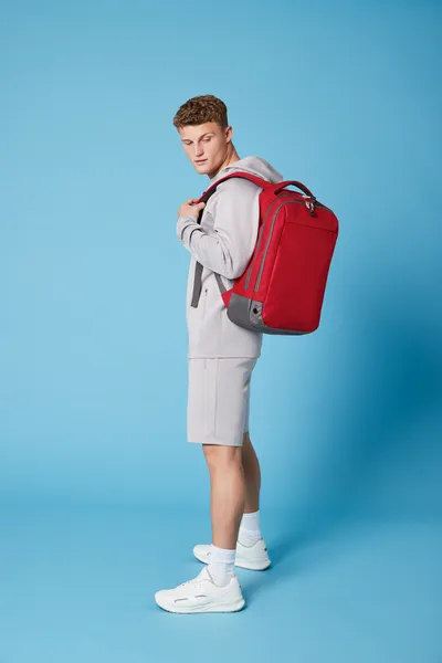 Personalised Pro Backpack with Water bottle pocket and Matching Gym Bag Initial and Name 23L Navy Blue Set