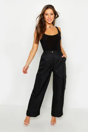 Petite Wide Leg Turn Up Cargo Pants