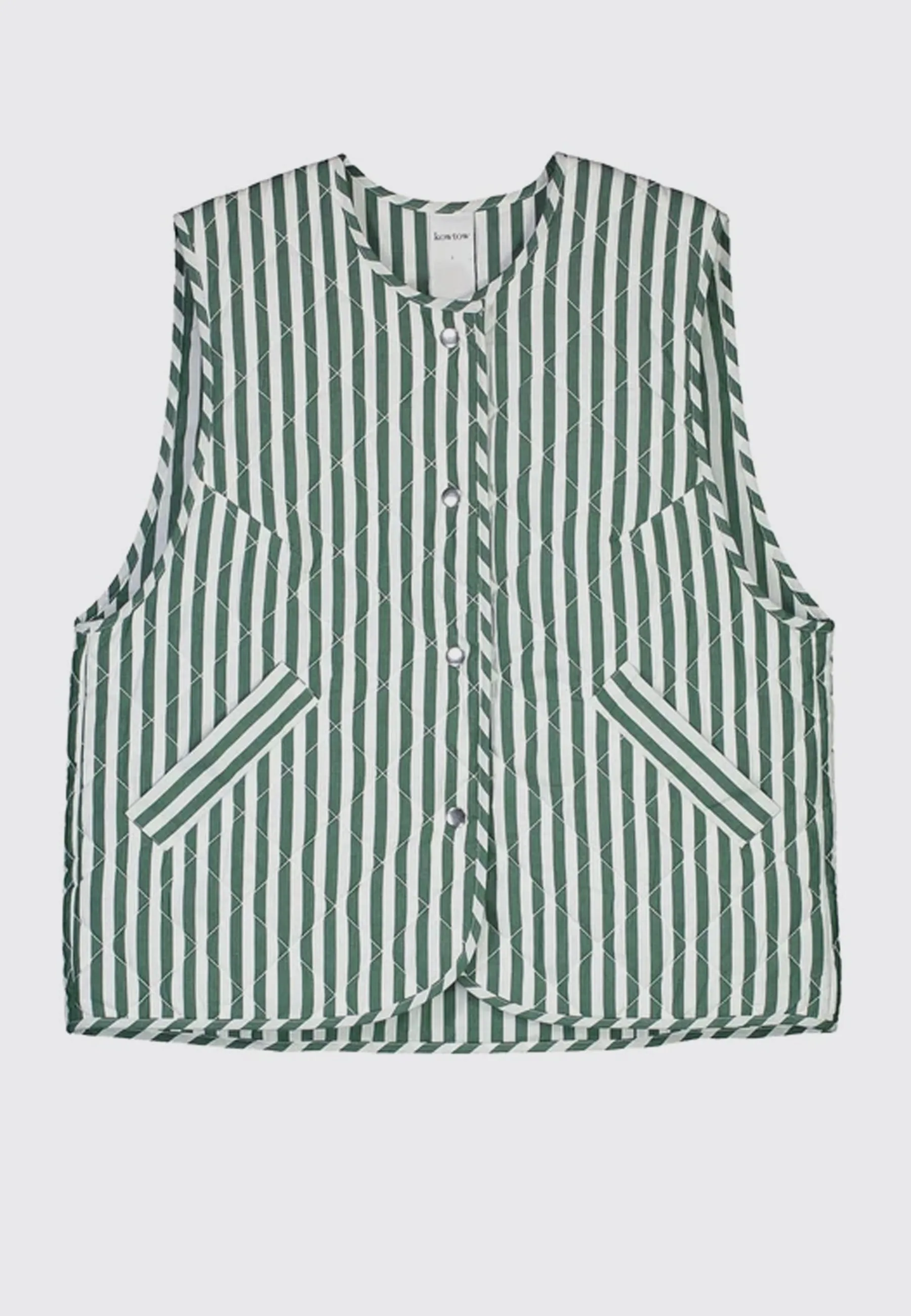 Quilt Vest - green/white stripe