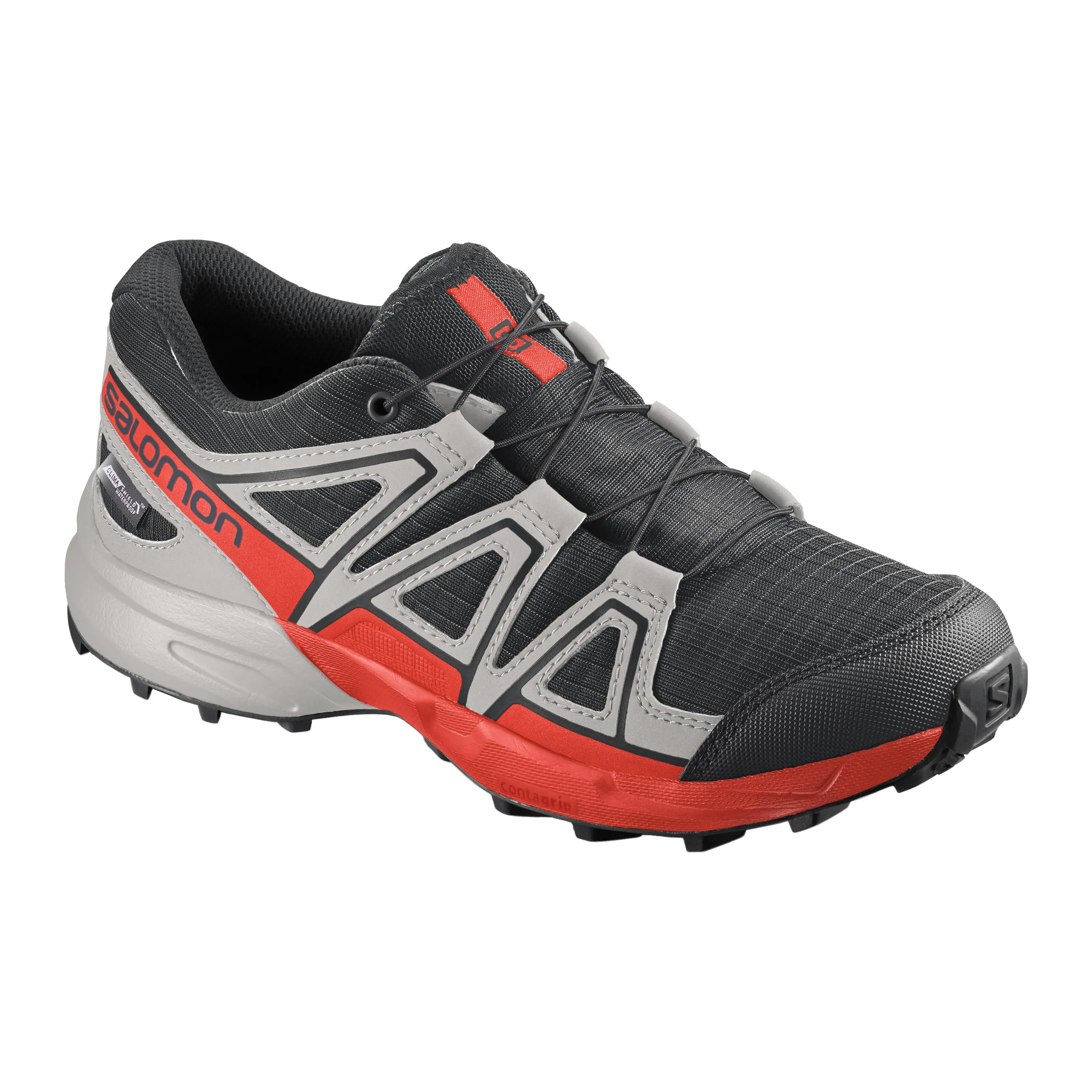 Salomon Junior Speedcross CSWP (2021) Black/Lunar Rock/Cherry Tomato | Buy Salomon Junior Speedcross CSWP (2021) Black/Lunar Roc