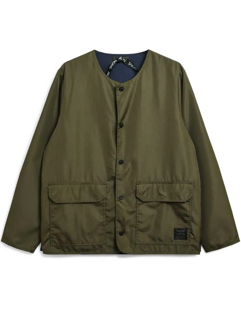 Taion Military Reversible Crew Neck Cardigan Dark Olive