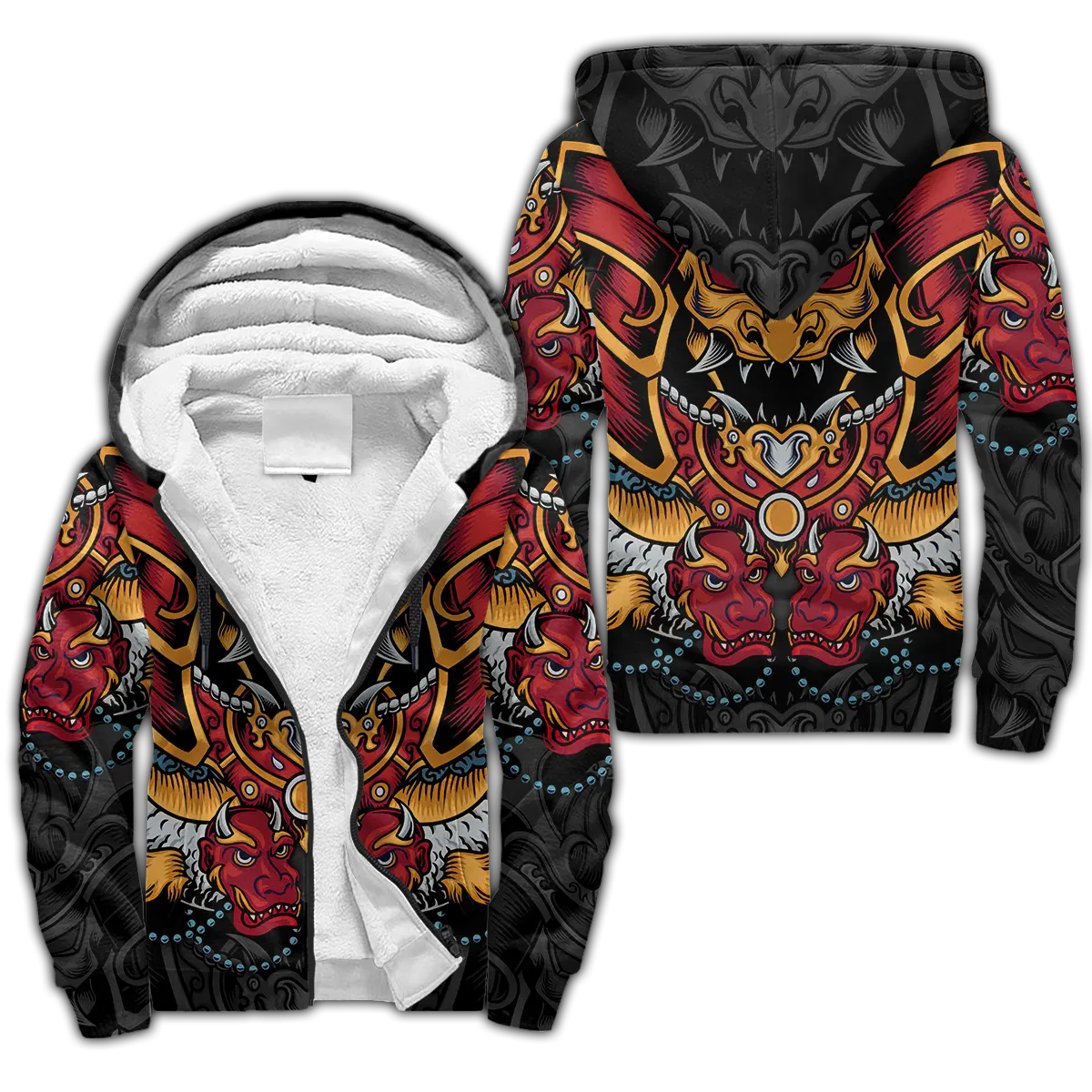 Tattoo Pattern 3D-Printed Winter Zipped Hoodie