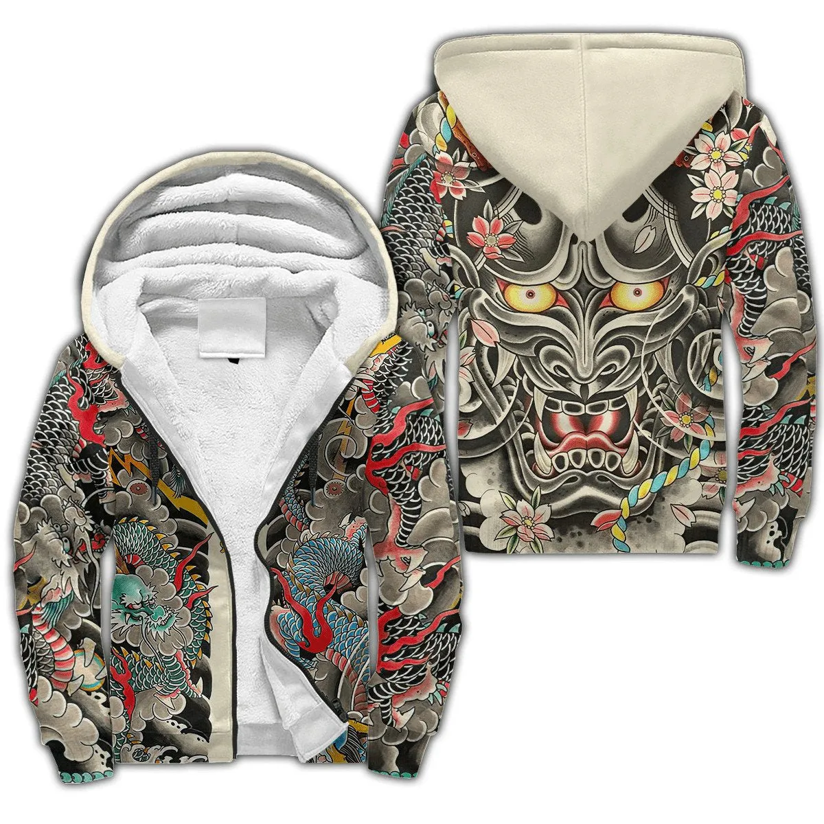 Tattoo Pattern 3D-Printed Winter Zipped Hoodie