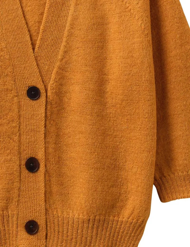 Toast Half Sleeve Fine Alpaca Cardigan Butternut Yellow