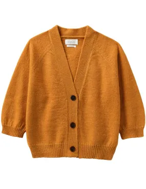 Toast Half Sleeve Fine Alpaca Cardigan Butternut Yellow