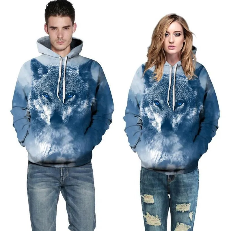 Unisex Winter Wolf 3D Pattern Hoodie