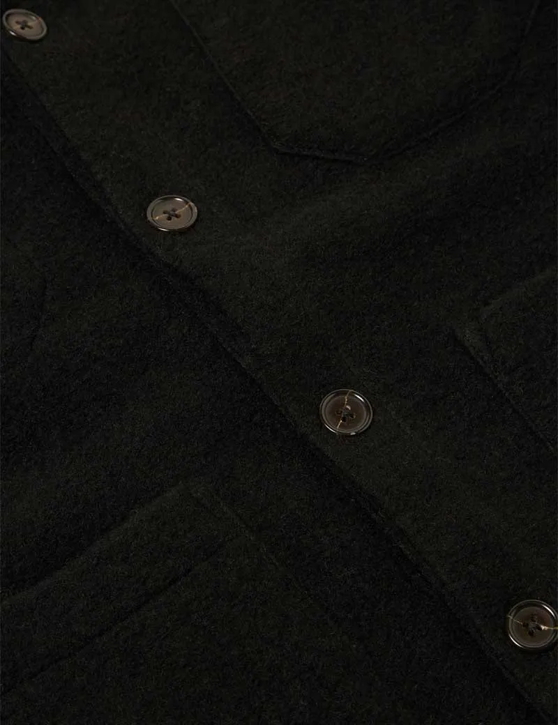 Universal Works Cardigan Black Wool Fleece