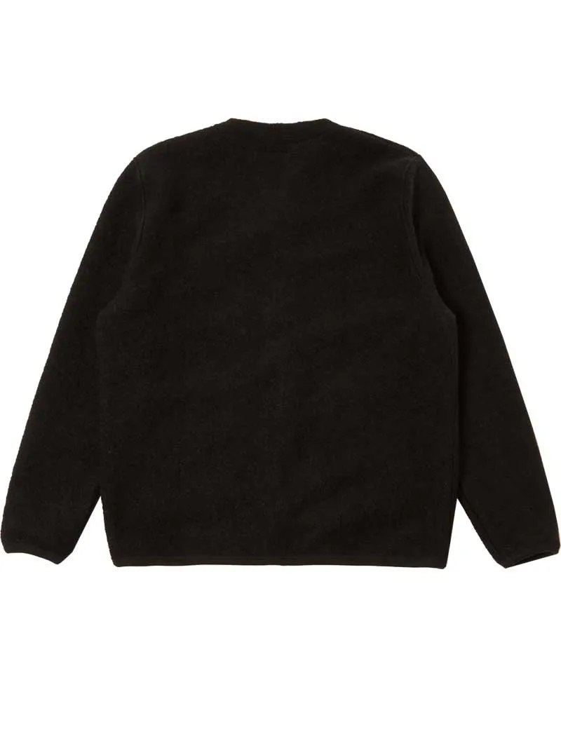 Universal Works Cardigan Black Wool Fleece