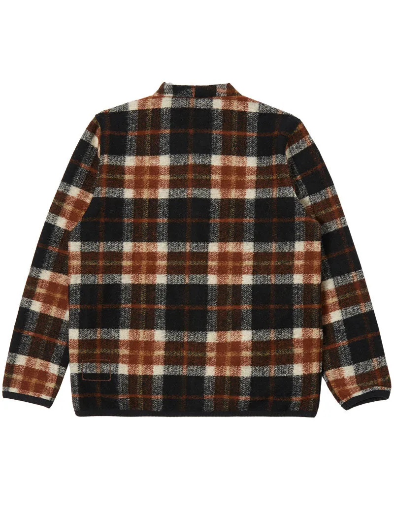 Universal Works Cardigan British Brown Check Fleece