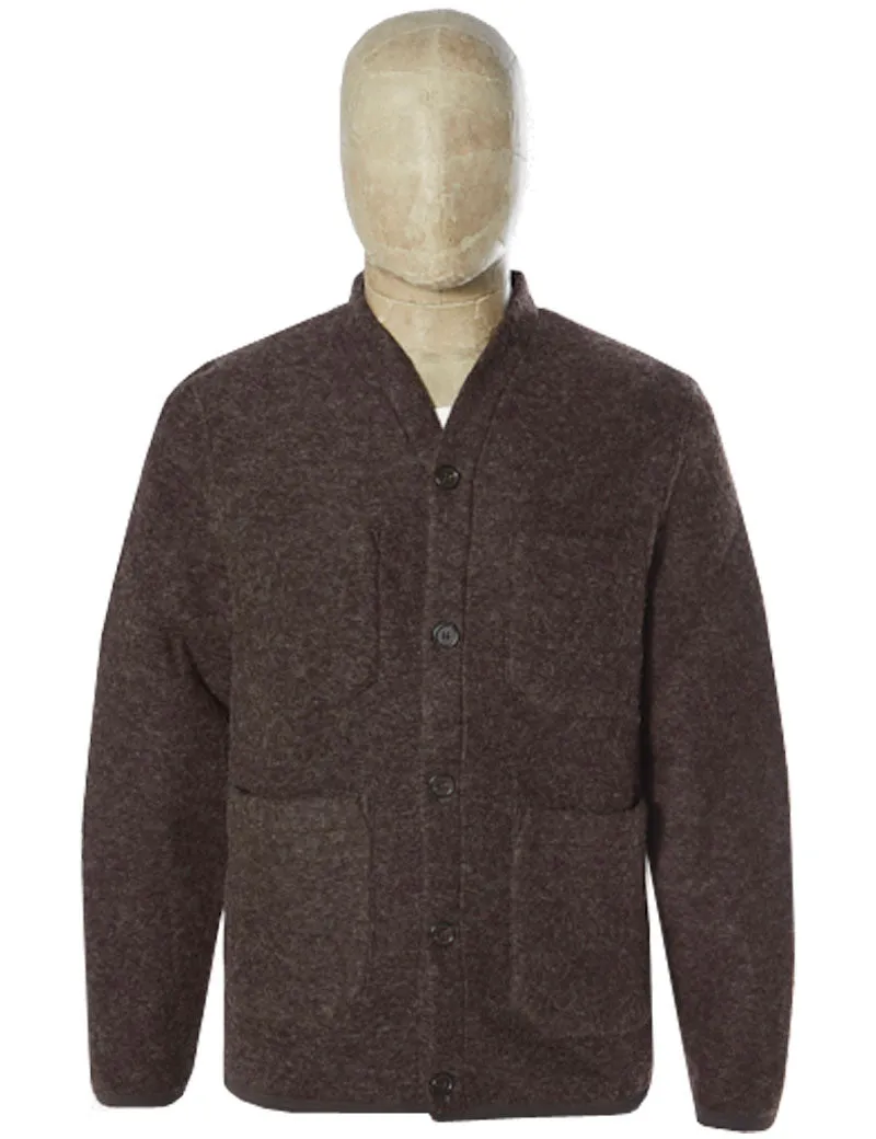 Universal Works Cardigan Brown Wool Fleece