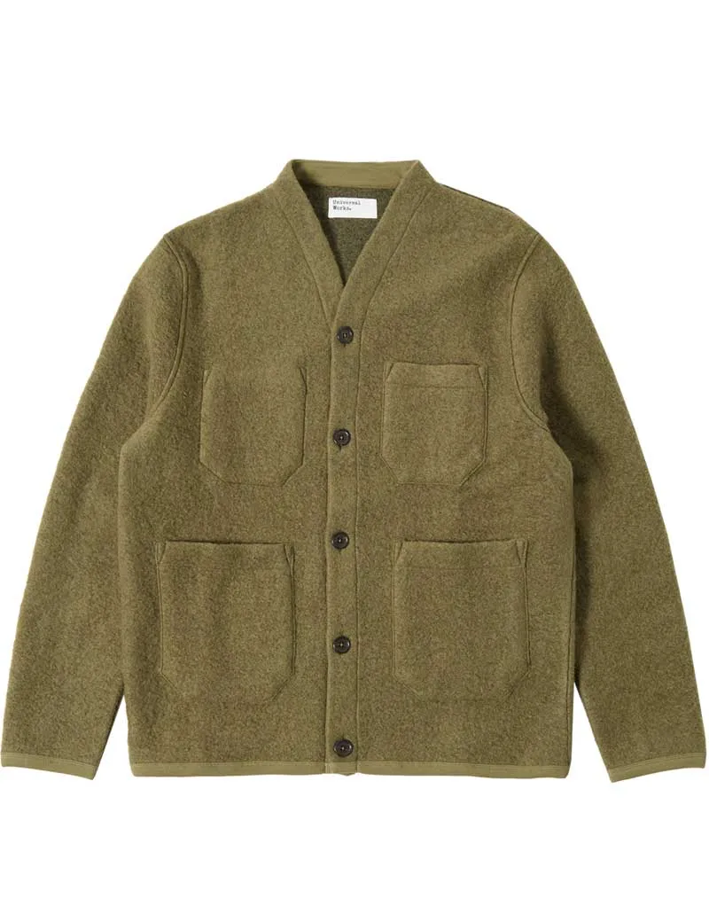 Universal Works Cardigan Lovat Wool Fleece